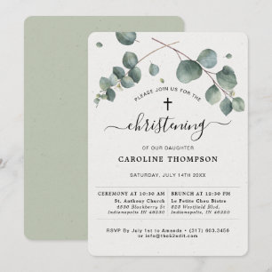 Invitación Elegante Eucalyptus Christening