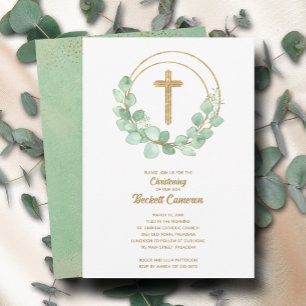 Invitación Elegante Eucalyptus Christening