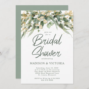 Invitación Elegante Eucalyptus deja a LGBTQ Bridal Shower Inv