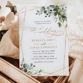 Invitación Elegante Eucalyptus deja Boda de oro de la vegetac