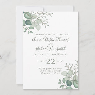 Invitación Elegante Eucalyptus deja el follaje verde