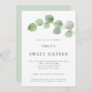 Invitación Elegante Eucalyptus Dulce Cumpleaños
