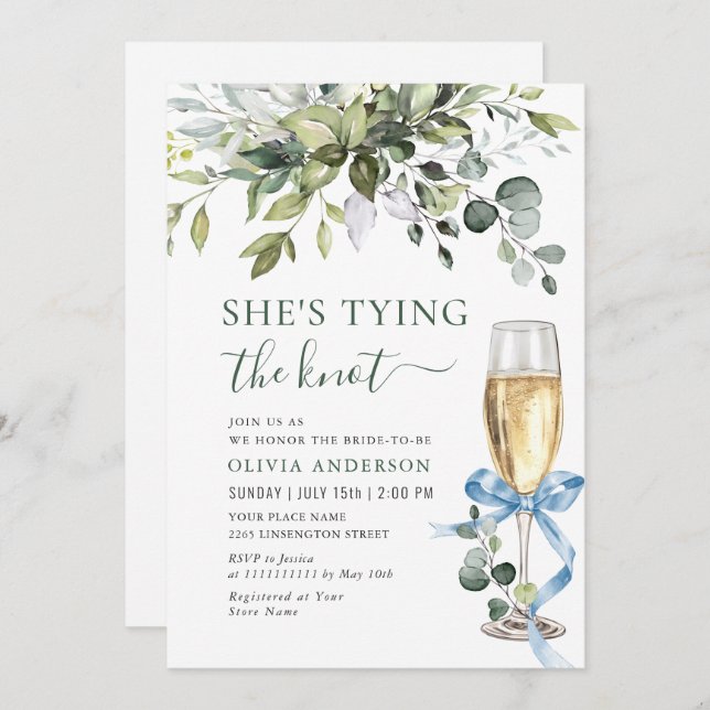 Invitación Elegante Eucalyptus Floral Bridal Shower (Anverso / Reverso)