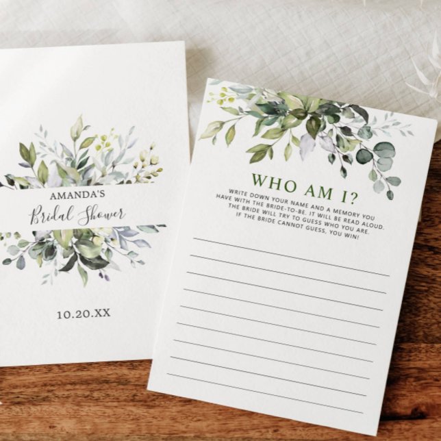 Invitación Elegante Eucalyptus Floral Bridal Shower Game Card (Subido por el creador)
