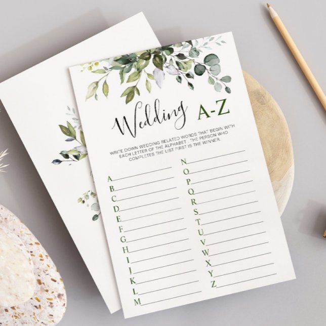 Invitación Elegante Eucalyptus Floral Bridal Shower Game Card (Subido por el creador)