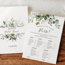 Invitación Elegante Eucalyptus Floral Bridal Shower Game Card
