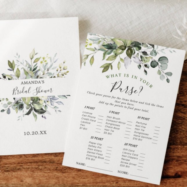 Invitación Elegante Eucalyptus Floral Bridal Shower Game Card (Subido por el creador)