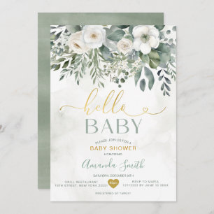 Invitación Elegante Eucalyptus Floral Hola Baby Shower