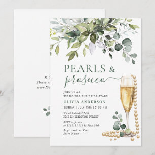 Invitación Elegante Eucalyptus Floral PEARLS & Prosecco
