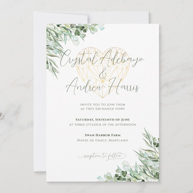Invitación Elegante Eucalyptus Foliage Boda formal (Reverso)