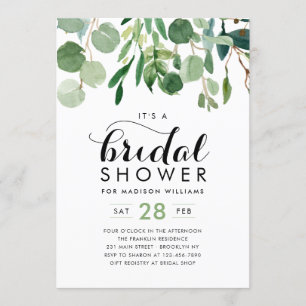 Invitación Elegante Eucalyptus Foliage Greenery Bridal Shower