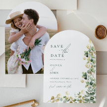 Elegante Eucalyptus Foto Boda Salvar la Fecha