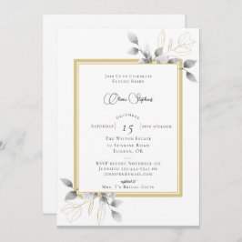 Invitación Elegante Eucalyptus Frame Calligraphy Ducha Bridal