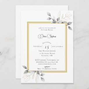 Invitación Elegante Eucalyptus Frame Calligraphy Ducha Bridal