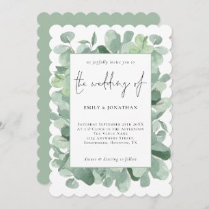 Invitación Elegante Eucalyptus Frame Script Boda