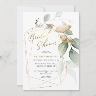Invitación Elegante Eucalyptus Gold Greenery Bridal Shower