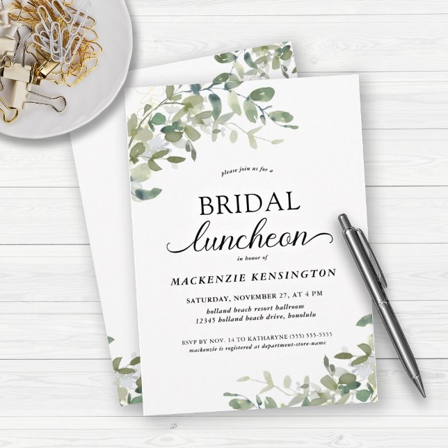 Invitación Elegante Eucalyptus Green Bridal Luncheon (Subido por el creador)