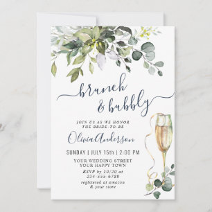 Invitación Elegante Eucalyptus Green Brunch & Bubbly