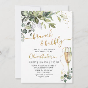 Invitación Elegante Eucalyptus Green Brunch & Bubbly