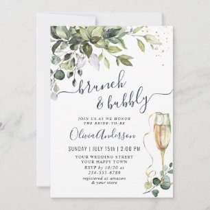 Invitación Elegante Eucalyptus Green Brunch & Bubbly