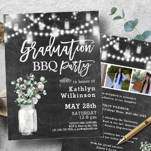 Invitación Elegante Eucalyptus Greenery 3 Foto Graduación BBQ