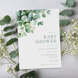 Invitación Elegante Eucalyptus Greenery Baby Shower