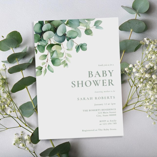 Invitación Elegante Eucalyptus Greenery Baby Shower (Subido por el creador)