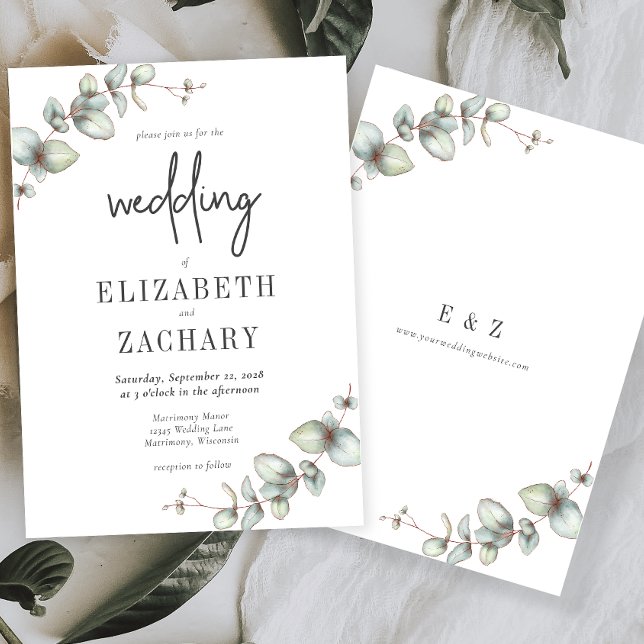 Invitación Elegante Eucalyptus Greenery Boda (Subido por el creador)