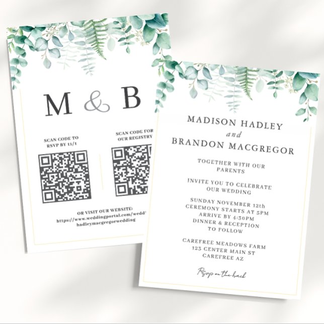 Invitación Elegante Eucalyptus Greenery Boda (Subido por el creador)