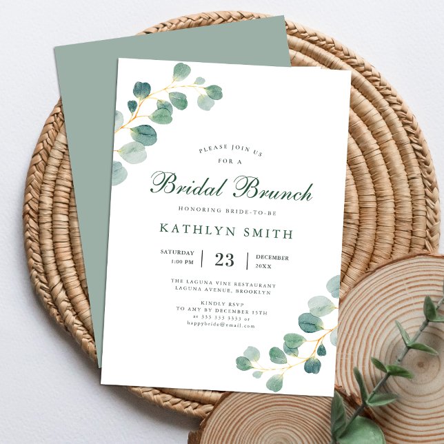 Invitación Elegante Eucalyptus Greenery Boda Bridal Brunch (Subido por el creador)