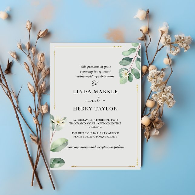 Invitación Elegante Eucalyptus Greenery Boda Floral (Subido por el creador)