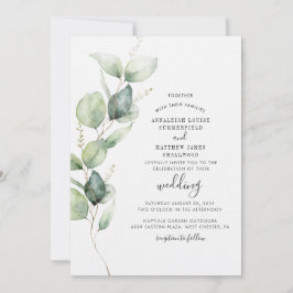 Invitación Elegante Eucalyptus Greenery Boda moderno