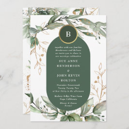 Invitación Elegante Eucalyptus Greenery Boho Moss Green