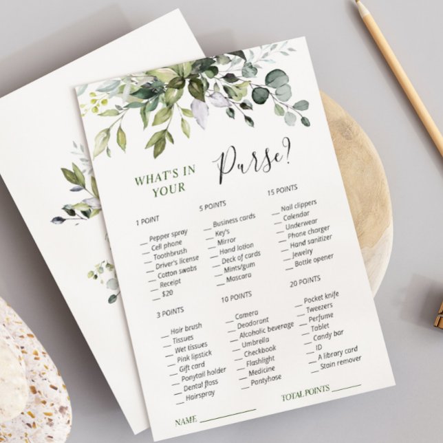 Invitación Elegante Eucalyptus Greenery Bridal Shower Gam Car (Subido por el creador)