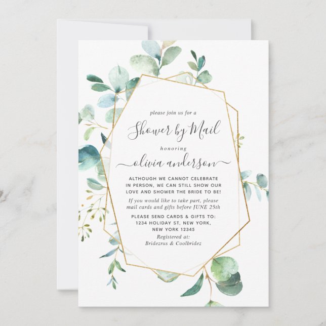Invitación Elegante Eucalyptus Greenery Bridal Shower por cor (Anverso)