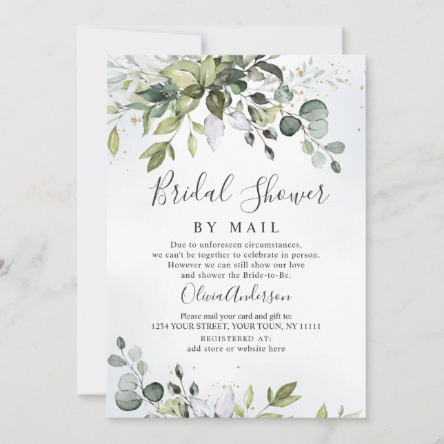 Invitación Elegante Eucalyptus Greenery Bridal Shower Por Cor (Anverso)