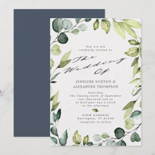 Invitación Elegante Eucalyptus Greenery Calligraphy Boda