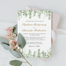 Elegante Eucalyptus Greenery Gold Boda