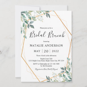Invitación Elegante Eucalyptus Greenery Gold Bridal Brunch