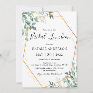 Invitación Elegante Eucalyptus Greenery Gold Bridal Luncheon