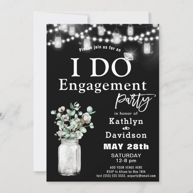 Invitación Elegante Eucalyptus Greenery I Do Engagement Party (Anverso)