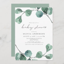 Elegante Eucalyptus Greenery Leaf Baby Shower
