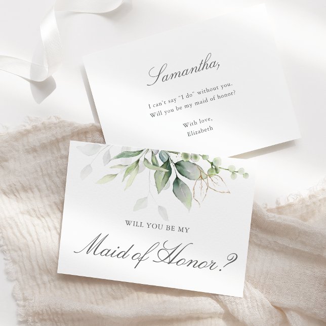 Invitación Elegante Eucalyptus Greenery Maid Of Honor Propues (Subido por el creador)