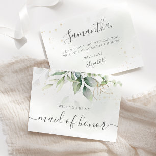 Invitación Elegante Eucalyptus Greenery Maid Of Honor Propues