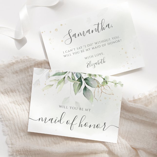 Invitación Elegante Eucalyptus Greenery Maid Of Honor Propues (Subido por el creador)