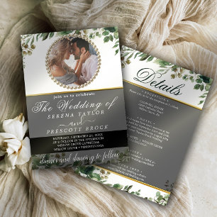 Invitación Elegante Eucalyptus Greenery Photo Boda