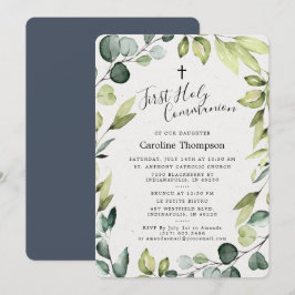 Invitación Elegante Eucalyptus Greenery Primera Santa Comunió