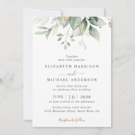 Invitación Elegante Eucalyptus Greenery QR Code Boda