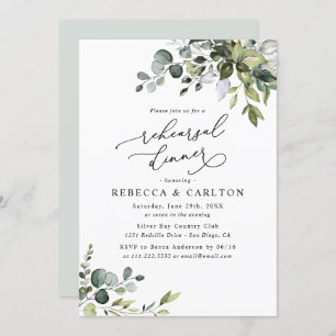 Invitación Elegante Eucalyptus Greenery Rehearsal Dinner