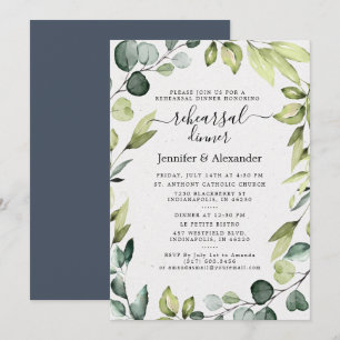 Invitación Elegante Eucalyptus Greenery Rehearsal Dinner